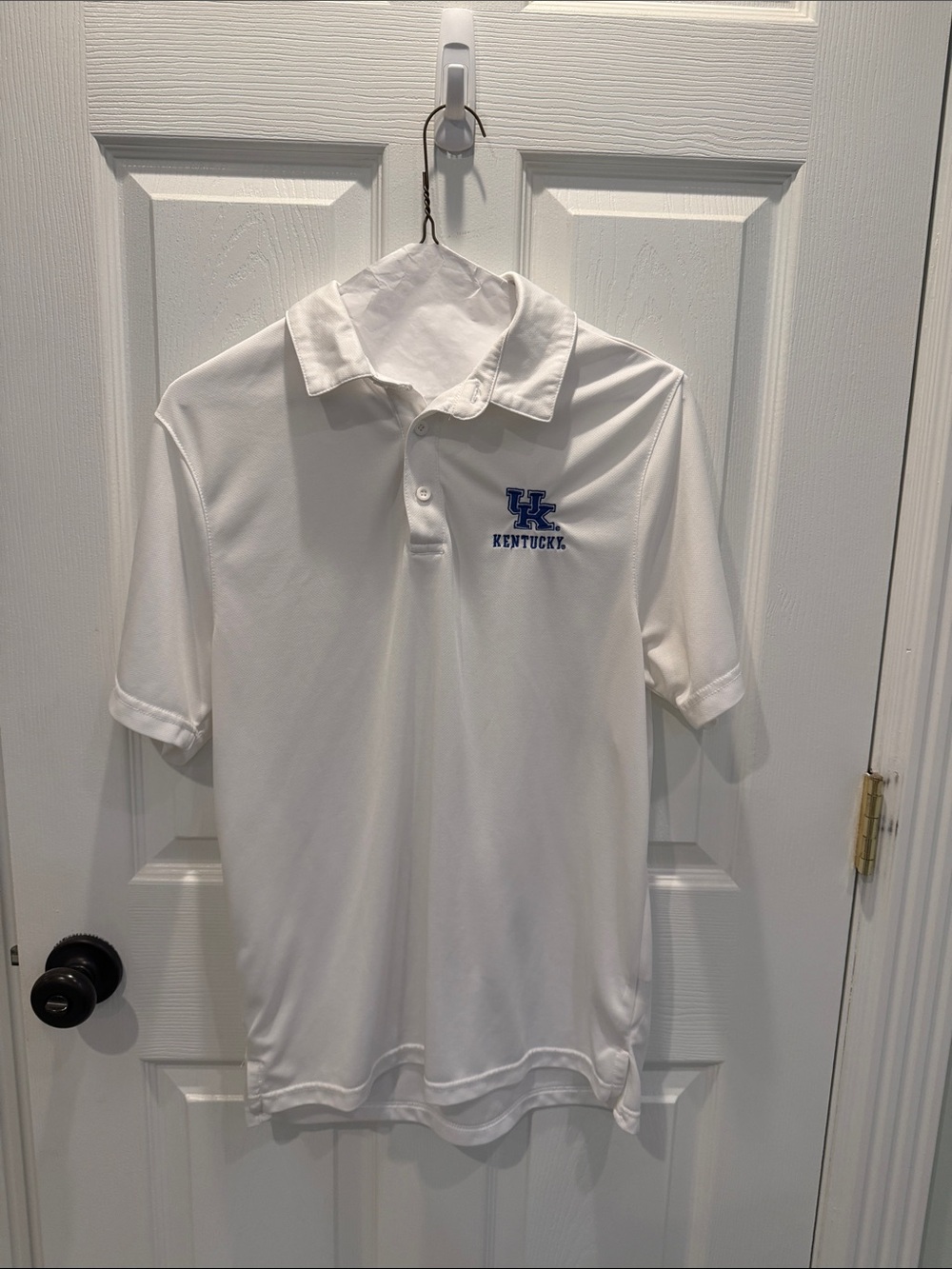 Top of the World White Polo with Blue Kentucky Logo